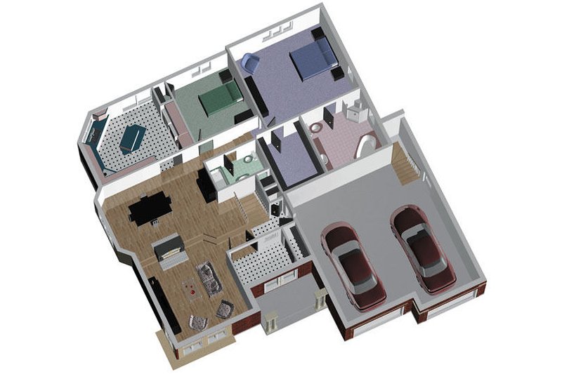 House Plan Design - Floor Plan - Main Floor 1 for Traditional House Plan #25-1065 - 2 bed, 2 bath