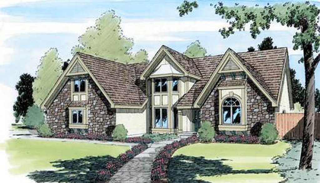 Exterior - Front Elevation 2 for European House Plan #312-590 - 4 bed, 2.5 bath