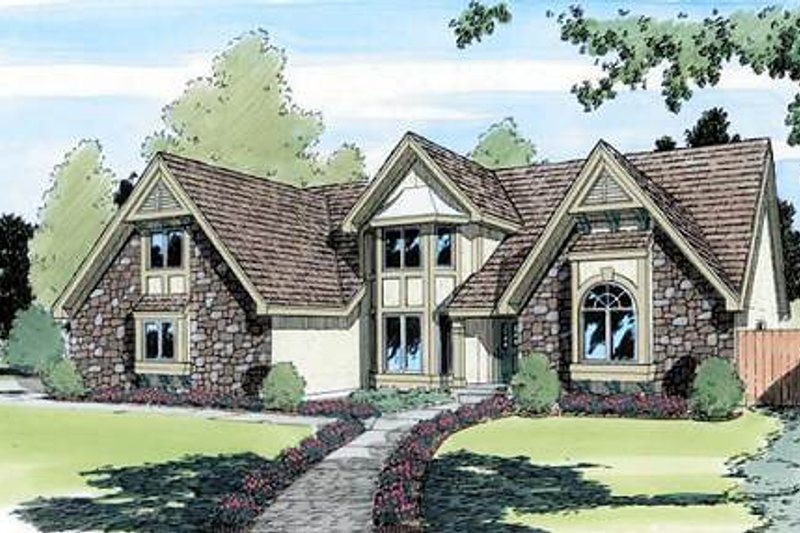 Exterior - Front Elevation 2 for European House Plan #312-590 - 4 bed, 2.5 bath