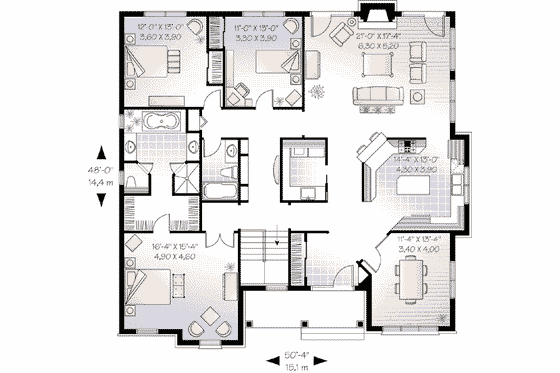 Floor Plan - Main Floor for European House Plan #23-529 - 3 bed, 2 bath