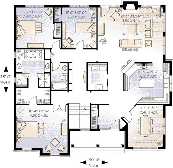 Architectural House Design - European Floor Plan - Main Floor Plan #23-529