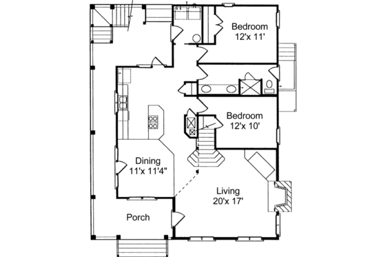 Floor Plan - Main Floor for Beach House Plan #37-129 - 3 bed, 2 bath