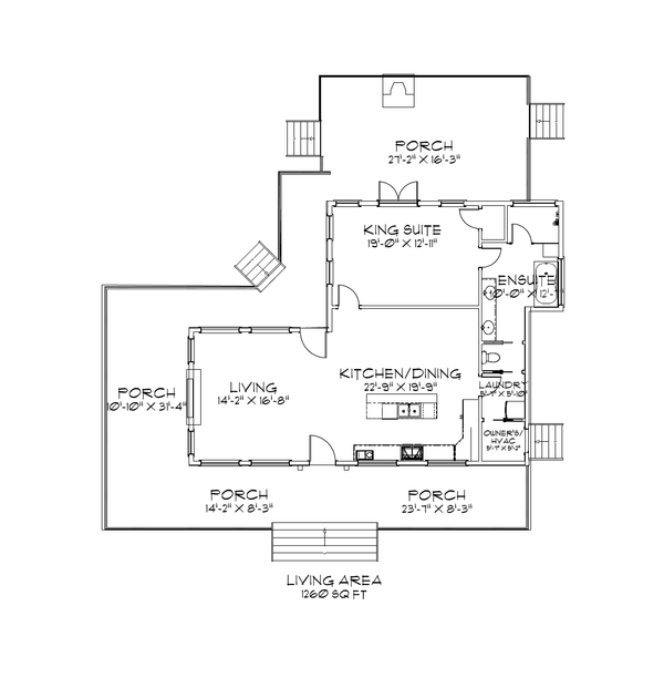 Cabin Floor Plan - Main Floor Plan #1109-10