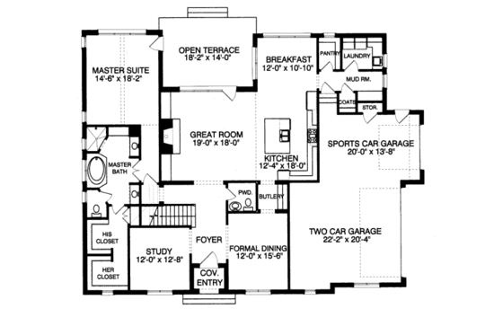 Floor Plan - Main Floor for European House Plan #413-814 - 4 bed, 3.5 bath