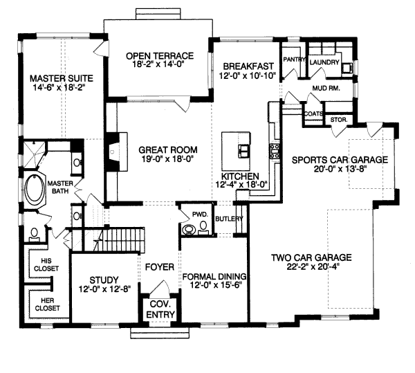 Architectural House Design - European Floor Plan - Main Floor Plan #413-814