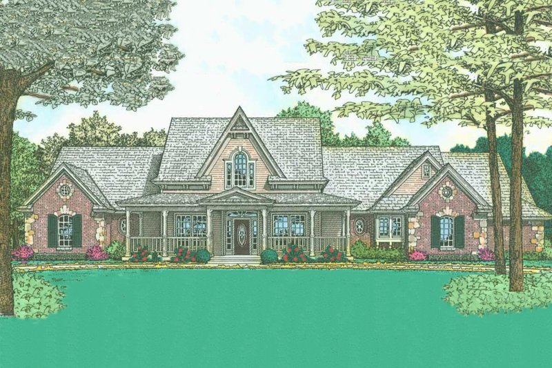 House Blueprint - Country Exterior - Front Elevation Plan #310-218
