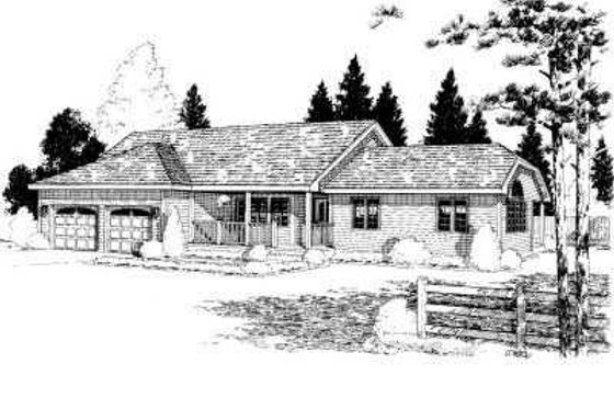 Exterior - Front Elevation for Ranch House Plan #75-130 - 3 bed, 2 bath