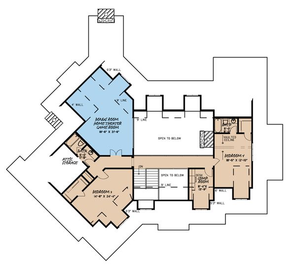 Country Floor Plan - Upper Floor Plan #923-39