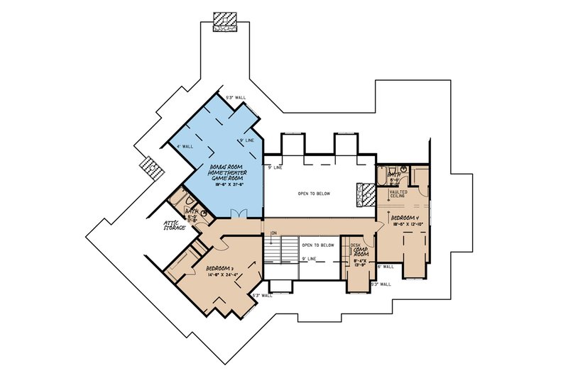 Architectural House Design - Floor Plan - Upper Floor for Country House Plan #923-39 - 5 bed, 5.5 bath