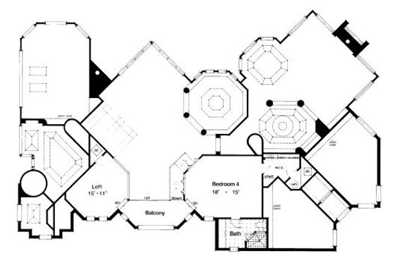 Floor Plan - Upper Floor for European House Plan #417-427 - 4 bed, 3.5 bath