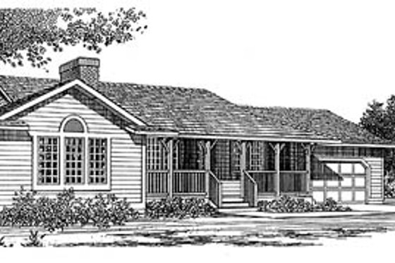 Exterior - Front Elevation for Ranch House Plan #47-146 - 3 bed, 2 bath