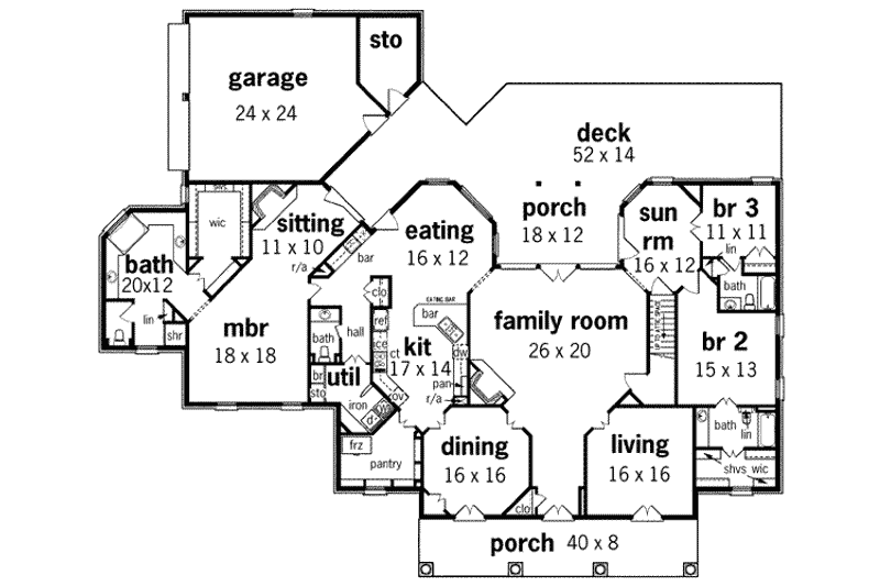 Dream House Plan - Floor Plan - Main Floor for Southern House Plan #45-214 - 3 bed, 3.5 bath
