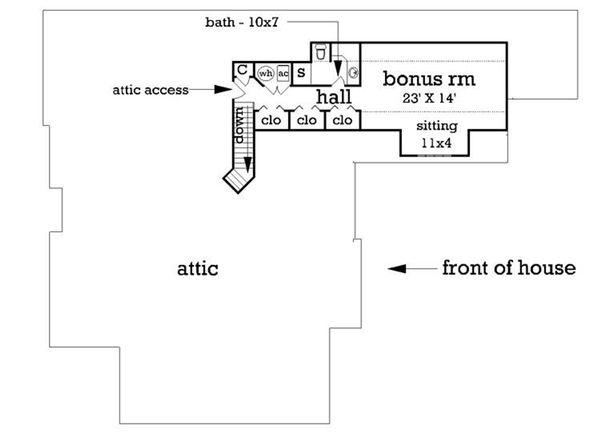 Country house plan with Craftsman details, floor plan
