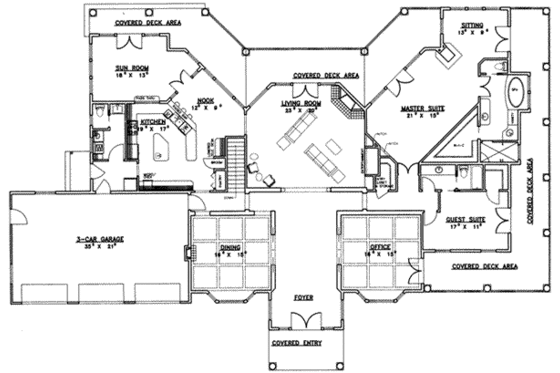 Floor Plan - Main Floor for Traditional House Plan #117-187 - 2 bed, 3 bath