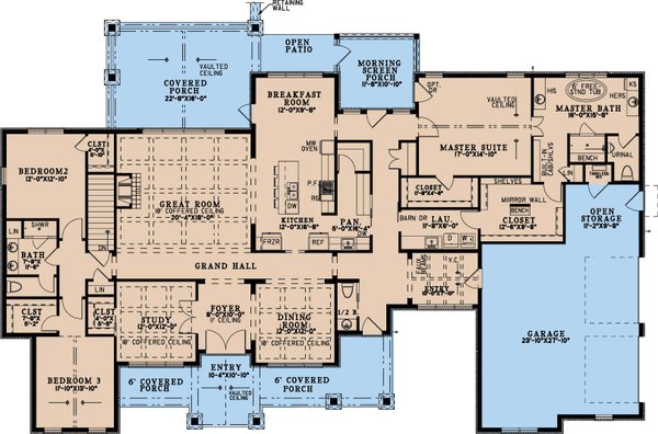 House Blueprint - Craftsman Floor Plan - Main Floor Plan #17-3451