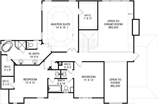 Architectural House Design - Colonial Floor Plan - Upper Floor Plan #119-128