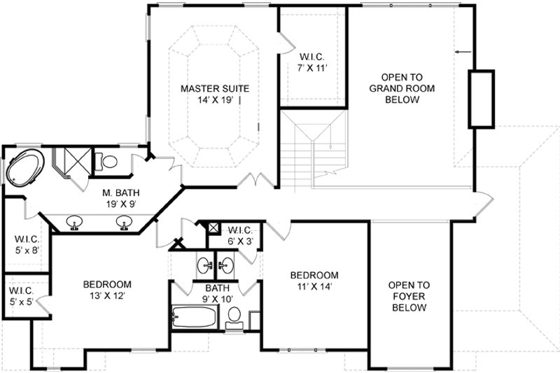 Home Plan - Floor Plan - Upper Floor for Colonial House Plan #119-128 - 4 bed, 3 bath