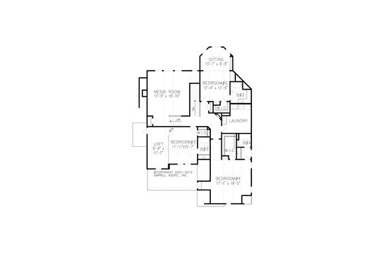 Floor Plan - Upper Floor for European House Plan #54-503 - 4 bed, 4.5 bath
