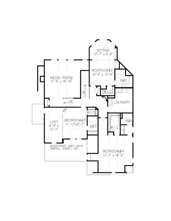 Architectural House Design - European Floor Plan - Upper Floor Plan #54-503