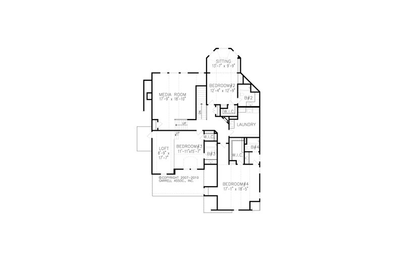 House Design - Floor Plan - Upper Floor for European House Plan #54-503 - 4 bed, 4.5 bath
