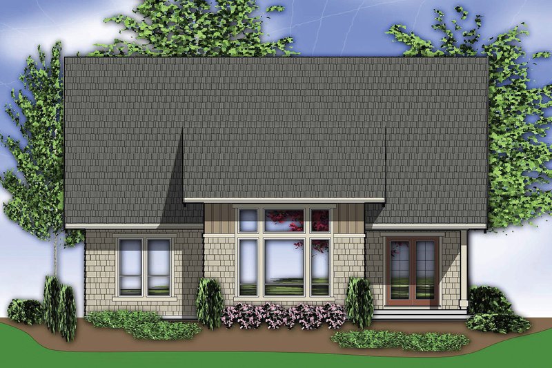 Home Plan - Rear View - 3400 square foot Craftsman home
