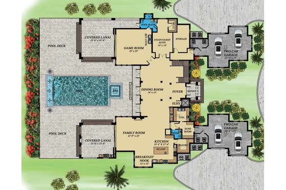 Floor Plan - Main Floor for Contemporary House Plan #548-26 - 4 bed, 5 bath