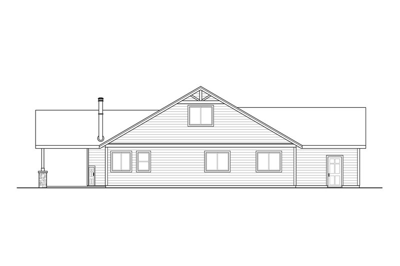 House Blueprint - Exterior - Rear Elevation for Craftsman House Plan #124-1184 - 4 bed, 2 bath