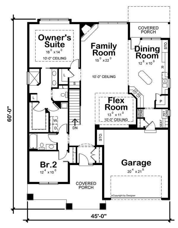 Architectural House Design - Craftsman Floor Plan - Main Floor Plan #20-2463