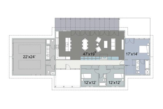 Floor Plan - Main Floor for Ranch House Plan #445-1 - 3 bed, 2.5 bath