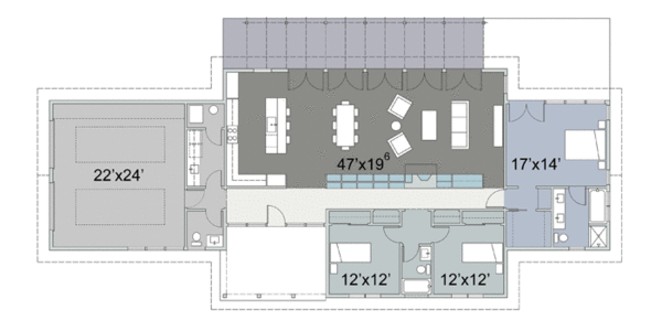 House Design - Ranch Floor Plan - Main Floor Plan #445-1