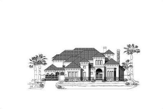 Exterior - Front Elevation for European House Plan #411-455 - 5 bed, 5.5 bath