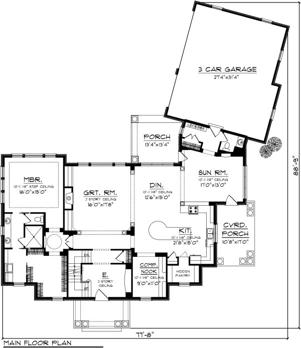 Home Plan - Colonial Floor Plan - Main Floor Plan #70-1144
