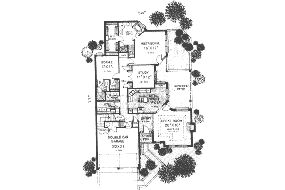 Floor Plan - Main Floor for European House Plan #310-484 - 2 bed, 2 bath