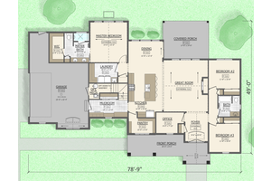 Floor Plan - Main Floor for Farmhouse House Plan #1089-9 - 3 bed, 3 bath