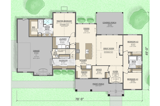 Floor Plan - Main Floor for Farmhouse House Plan #1089-9 - 3 bed, 3 bath
