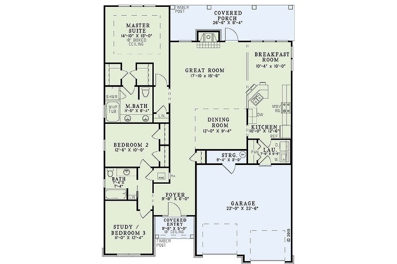 Home Plan - Floor Plan - Main Floor for European House Plan #17-2464 - 3 bed, 2 bath