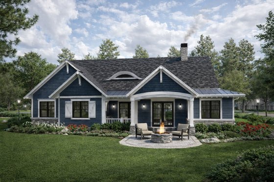 Exterior - Rear Elevation for Ranch House Plan #928-358 - 4 bed, 3 bath