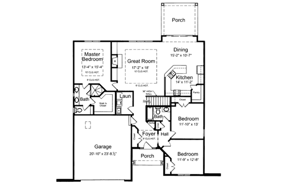 Floor Plan - Main Floor for Traditional House Plan #46-458 - 3 bed, 2 bath