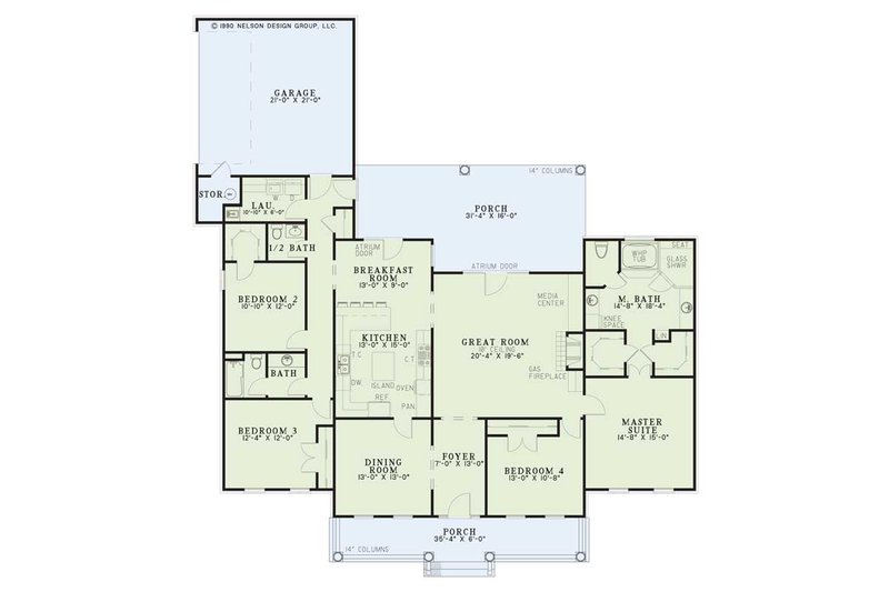 Home Plan - Floor Plan - Main Floor for Farmhouse House Plan #17-1037 - 4 bed, 2.5 bath
