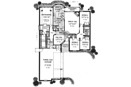 Floor Plan - Main Floor for Traditional House Plan #310-588 - 4 bed, 2.5 bath