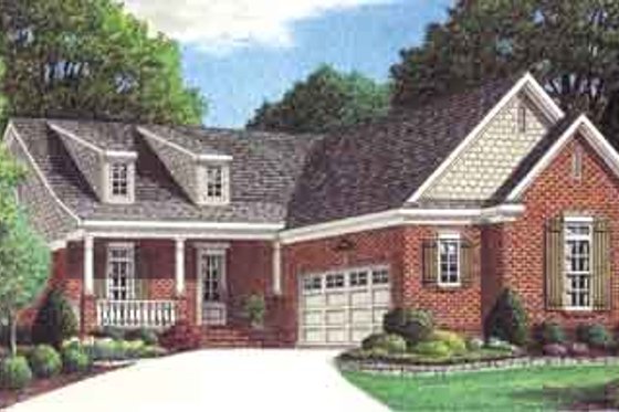 Exterior - Front Elevation for Traditional House Plan #34-205 - 4 bed, 3 bath