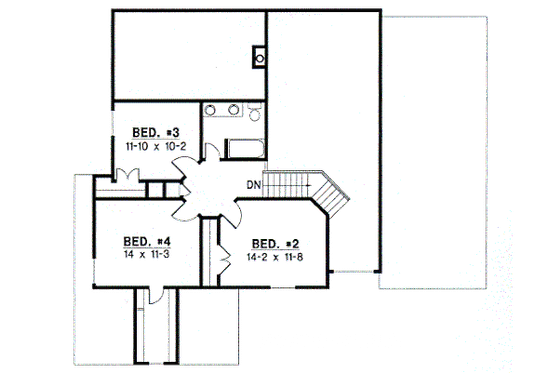 Floor Plan - Upper Floor for Traditional House Plan #67-395 - 4 bed, 2.5 bath