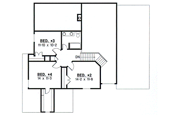 Traditional Floor Plan - Upper Floor Plan #67-395
