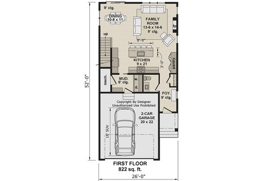 Floor Plan - Main Floor for Farmhouse House Plan #51-1517 - 4 bed, 2.5 bath