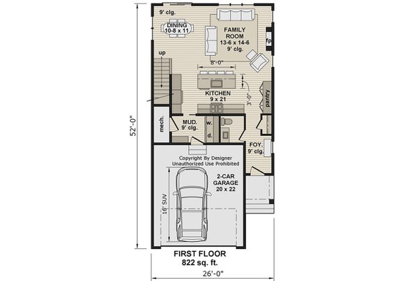 Home Plan - Floor Plan - Main Floor for Farmhouse House Plan #51-1517 - 4 bed, 2.5 bath