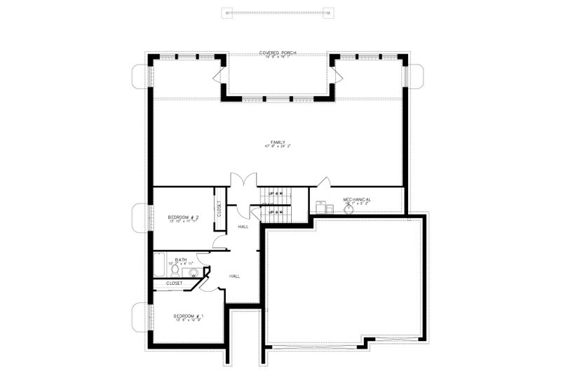 Home Plan - Floor Plan - Lower Floor for Craftsman House Plan #1060-503 - 2 bed, 2 bath