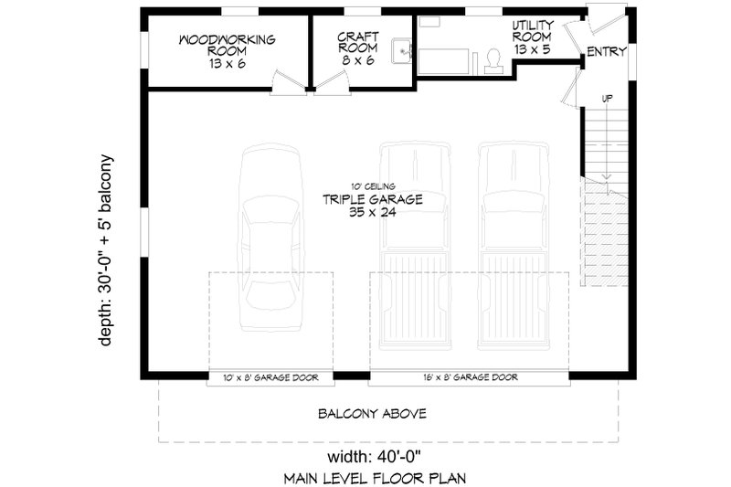 House Plan Design - Floor Plan - Main Floor for Contemporary House Plan #932-1087 - 2 bed, 1.5 bath