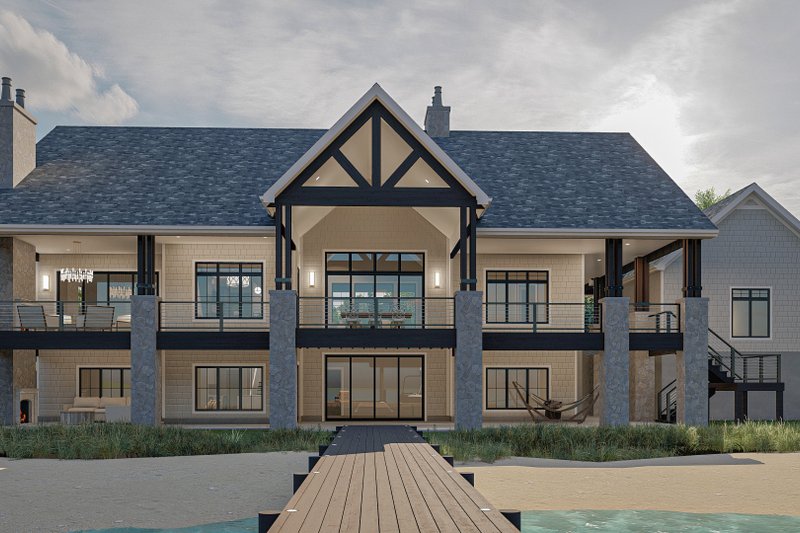 House Plan Design - Exterior - Rear Elevation for Beach House Plan #455-294 - 3 bed, 2.5 bath