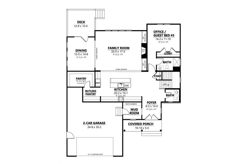 House Blueprint - Floor Plan - Main Floor for Craftsman House Plan #1080-21 - 5 bed, 4.5 bath