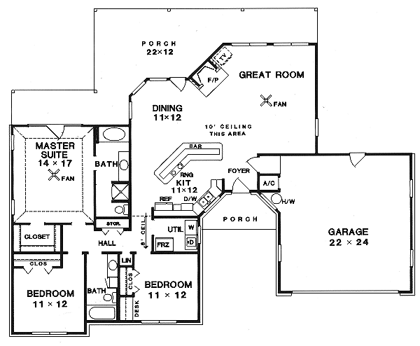 Architectural House Design - Traditional Floor Plan - Main Floor Plan #14-120